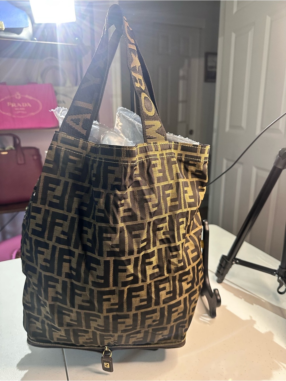 Fendi Brown FF Zucca Canvas Tote with Logo Strap - Picture 6 of 11